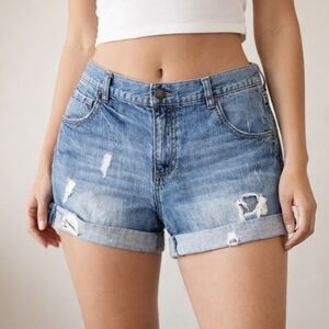 Y2K Forever 21 distressed 100% Cotton denim jean shorts size 31